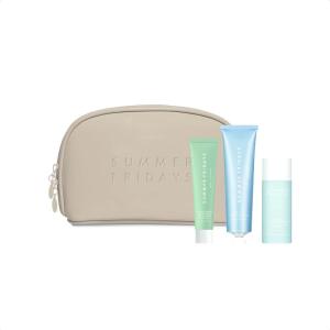 imageSummer Fridays Skincare Regimen Set with Travel Bag Full Size Jet Lag Mask 225 Oz Mini Super Amino Gel Cleanser 17 Fl Oz Mini Soft Reset AHA Exfoliating Solution 17 Fl Oz