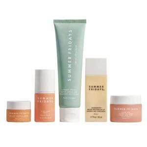 imageSummer Fridays Morning Routine Set  CC Me Face Serum 1 Fl Oz  Light Aura Eye Cream 05 Oz  Super Amino Gel Cleanser 15 Fl Oz  ShadeDrops SPF 30 17 Fl Oz  Cloud Dew Cream 17 Oz