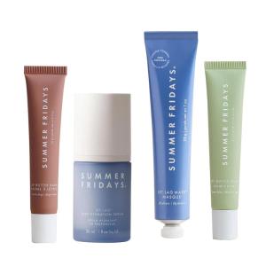 imageSummer Fridays The Signature Travel Skincare Set  Lip Butter Balm Vanilla Beige 5 Oz Jet Lag Deep Hydration Serum 1 Oz Jet Lag Mask Mini 1 Oz Lip Butter Balm Sweet Mint 5 Oz