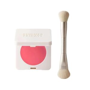 image:imageSummer Fridays Sunset Flush Duo  The Blush Brush 1 Count Blush Butter Balm Pink Sunset 014 Oz Blendable Cream Blush for a Natural Dewy Glow