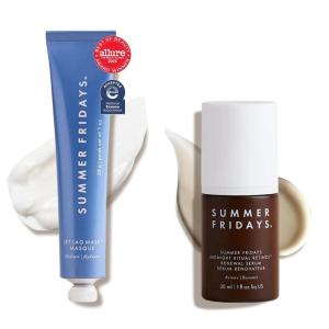 image:imageSummer Fridays Evening Duo  Travel Size Jet Lag Face Mask  Midnight Ritual Retinol Serum  Overnight Skin Care Set With Hyaluronic Acid  Niacinamide for Hydrated  Smooth Skin 2 Count