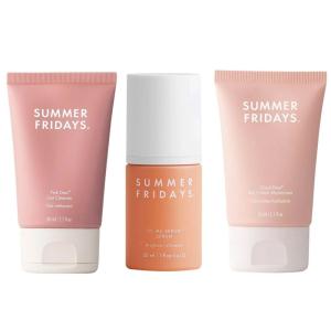 image:imageSummer Fridays Morning Trio  Travel Size Pink Dew Gel Face Wash Cloud Dew Gel Face Moisturizer  CC Me Vitamin C  Niacinamide Serum  Brightening  Hydrating Morning Skin Care Set 3 Count