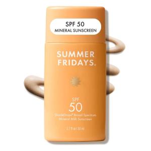 image:imageSummer Fridays ShadeDrops SPF 50 Mineral Milk Sunscreen  Lightweight  Hydrating Face Sunscreen  Zinc Oxide SPF for Face with Ceramides  Daily Skin Care for Sensitive Skin  Vegan Sunblock 17 Oz50 Ml Pack of 1